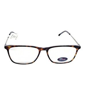Rectangle Tortoise Blue Light Reading Glasses 54mm USA-Made Metal Frame